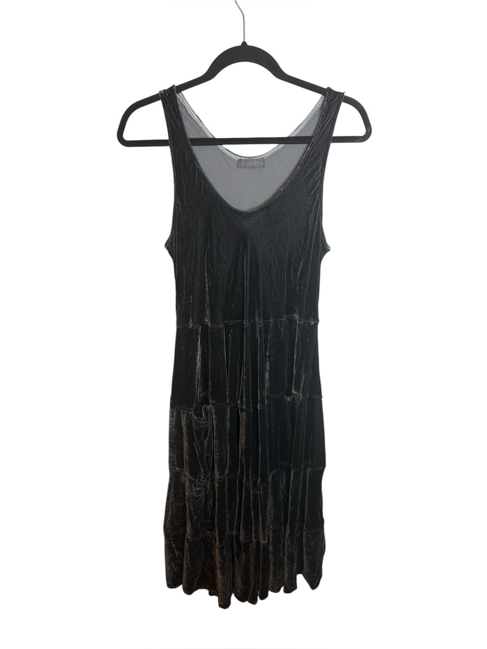 Cp Shades Gray Velour Tiered Pocket Maxi Dress